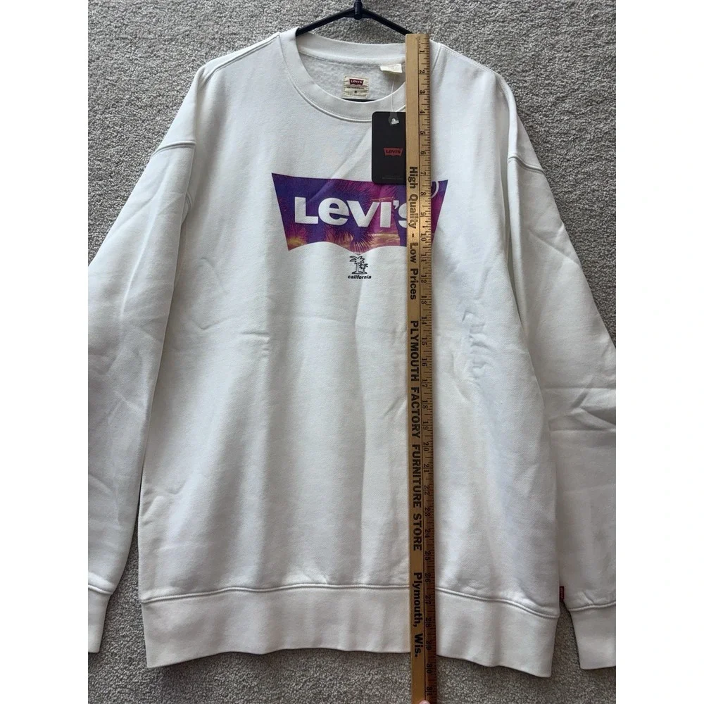 Levi's Relaxed Graphic Sweatshirt Mens Medium White California Palm Tree Logo‎